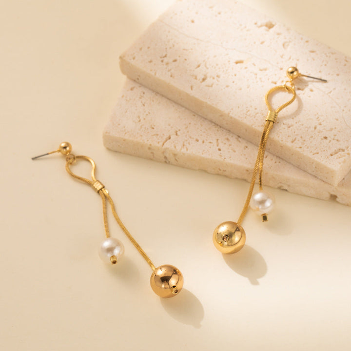 Denis Pearl Drop Chain Earrings
