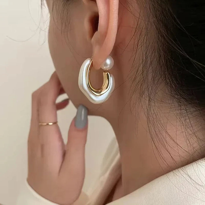 Chan Pearl Accent Hoop Earrings