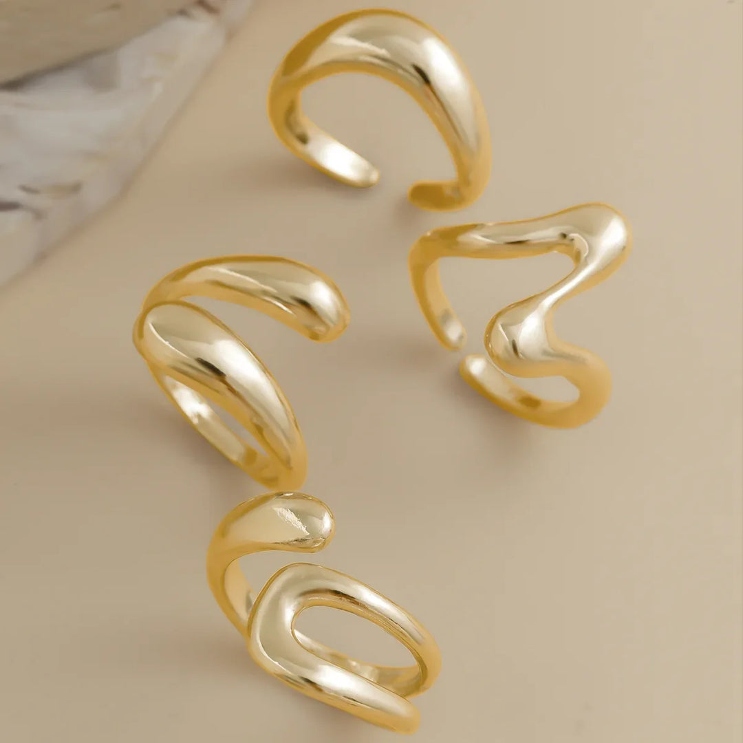 Ermias Sculpted Wave Ring Set