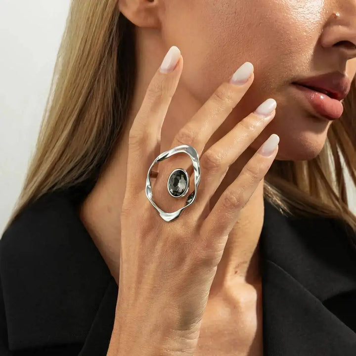 Orvella Statement Crystal Ring