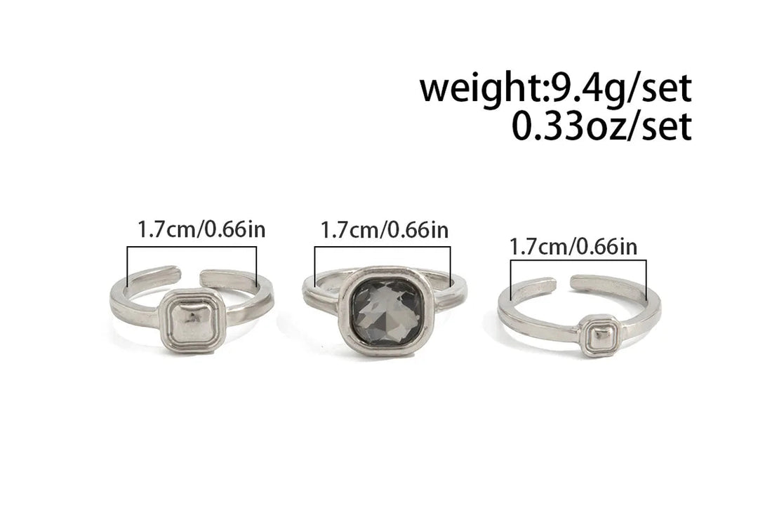 Selvia Grey Crystal Rings