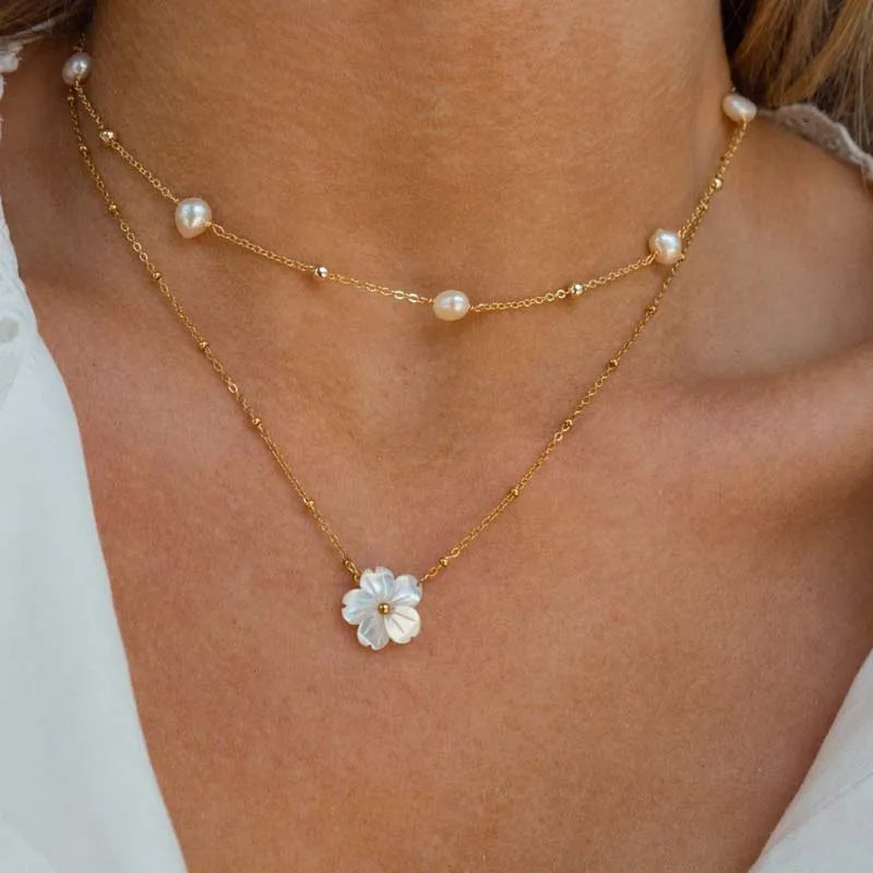 Rangel Floral Pearl Layered Necklace