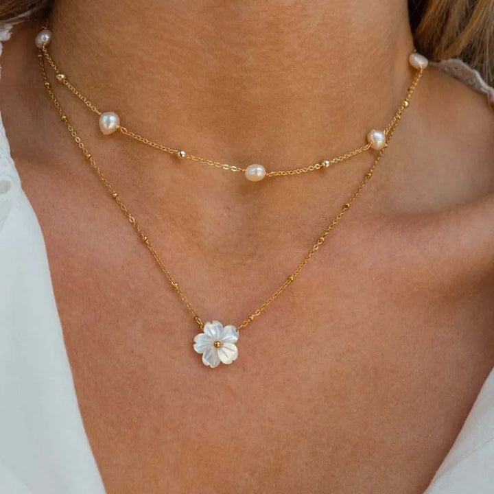 Rangel Floral Pearl Layered Necklace