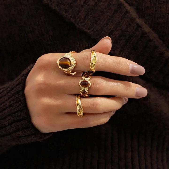 Arvella Tiger Eye Ring Set