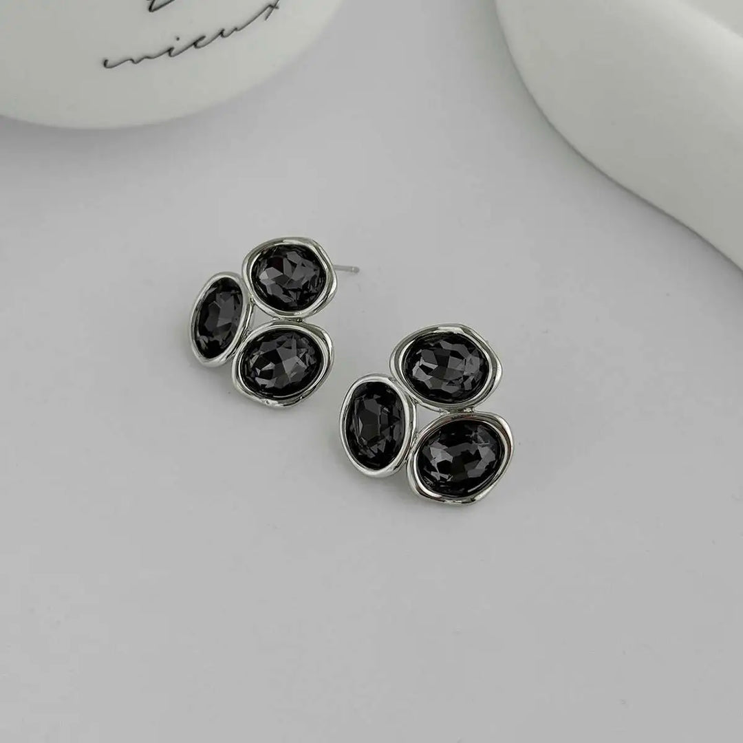 Averra Triple Crystal Stud Earrings