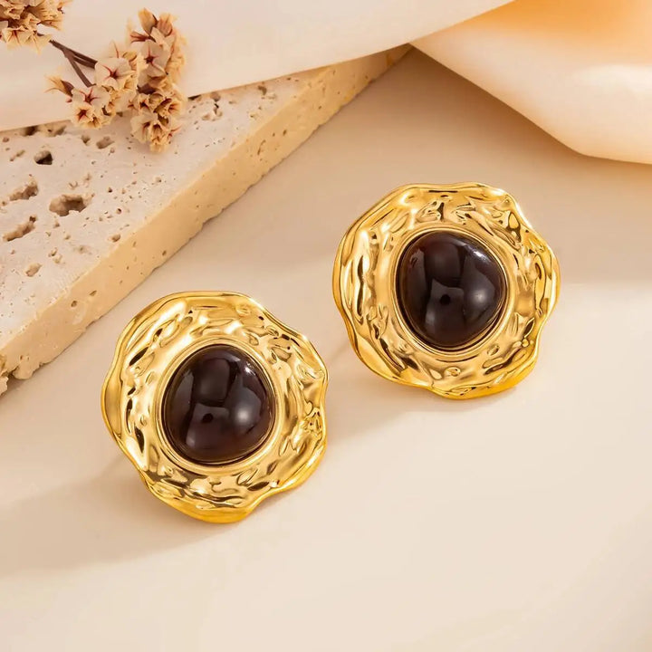 Alfie Black Stone Stud Earrings
