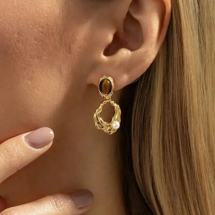Welsh Vintage Brown Stone Drop Earrings