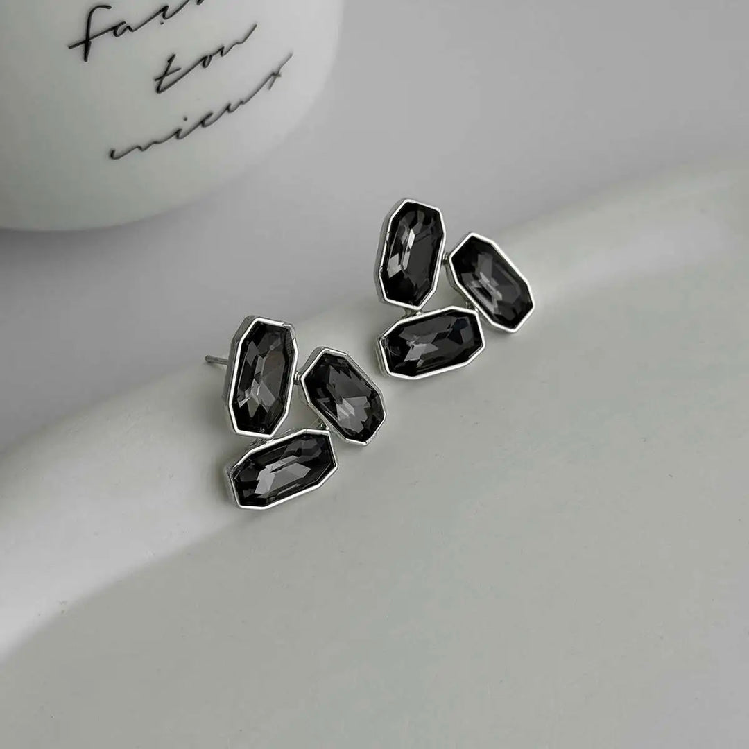 Averra Triple Crystal Stud Earrings