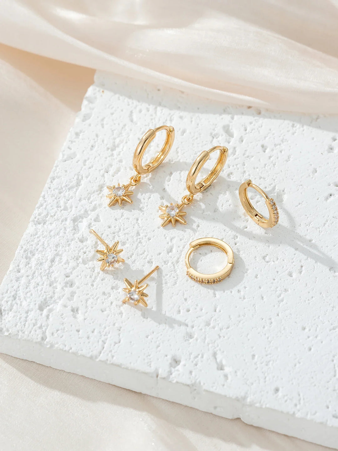 Arias Star Drop Hoop Earrings