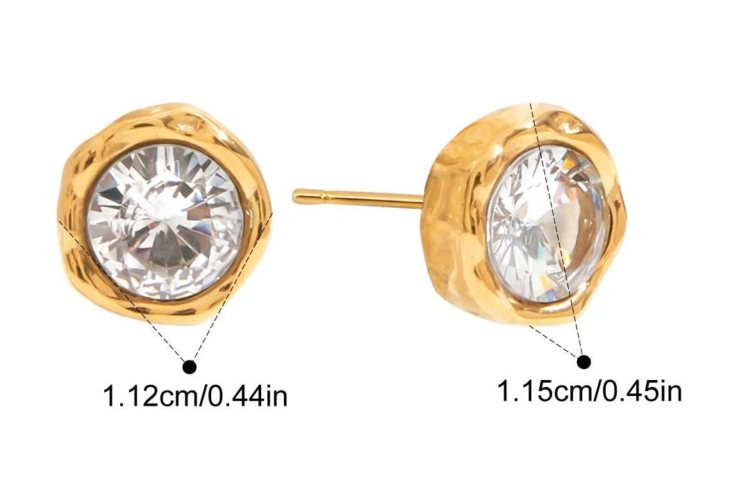 Elmira Zircon Gold Stud Earrings