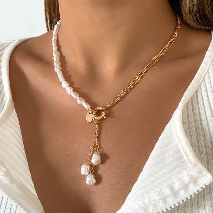 Elowen Irregular Pearl Tassel Necklace