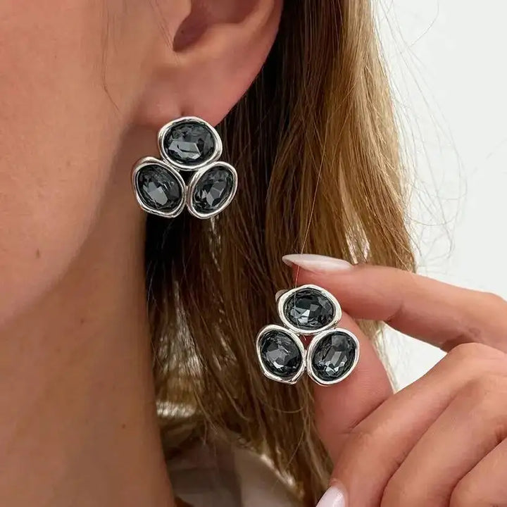 Averra Triple Crystal Stud Earrings