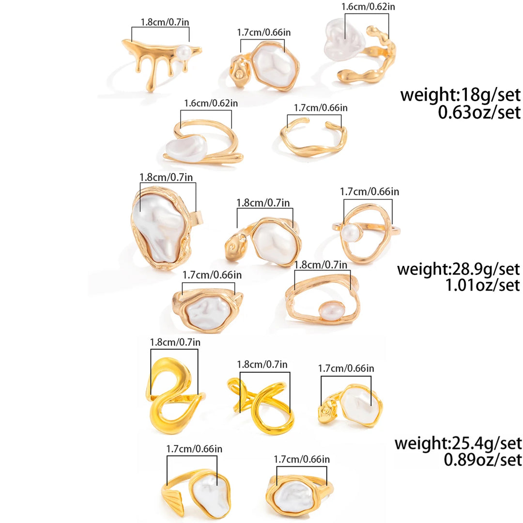 Eloria Irregular Pearl Ring Set