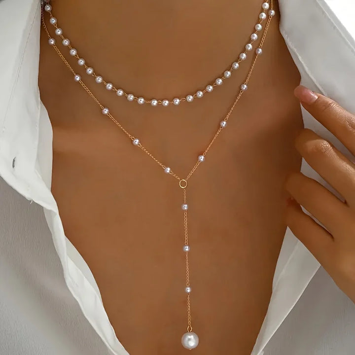 Lori Pearl Drop Layered Necklace