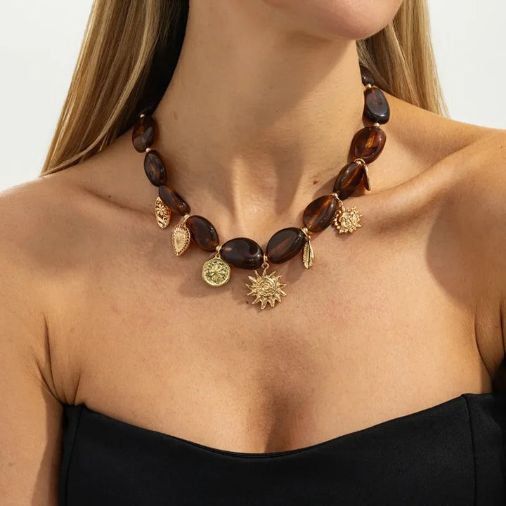 Solara Tiger Eye Charm Necklace