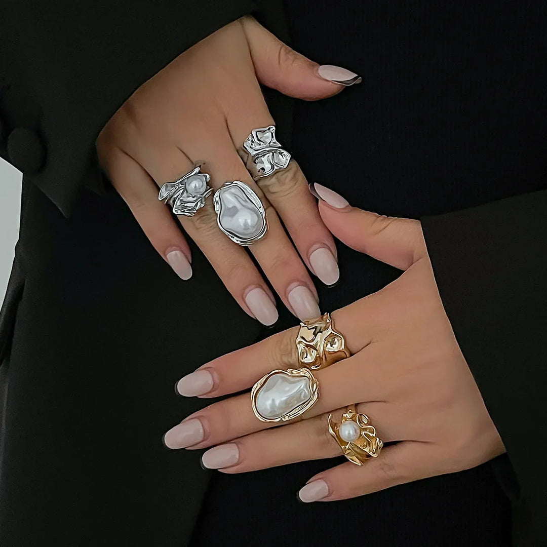 Sora Chunky Geometric Adjustable Ring Set