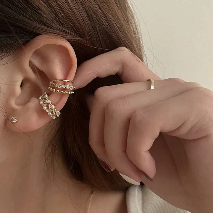 Moody Heart Pearl Ear Cuff Set