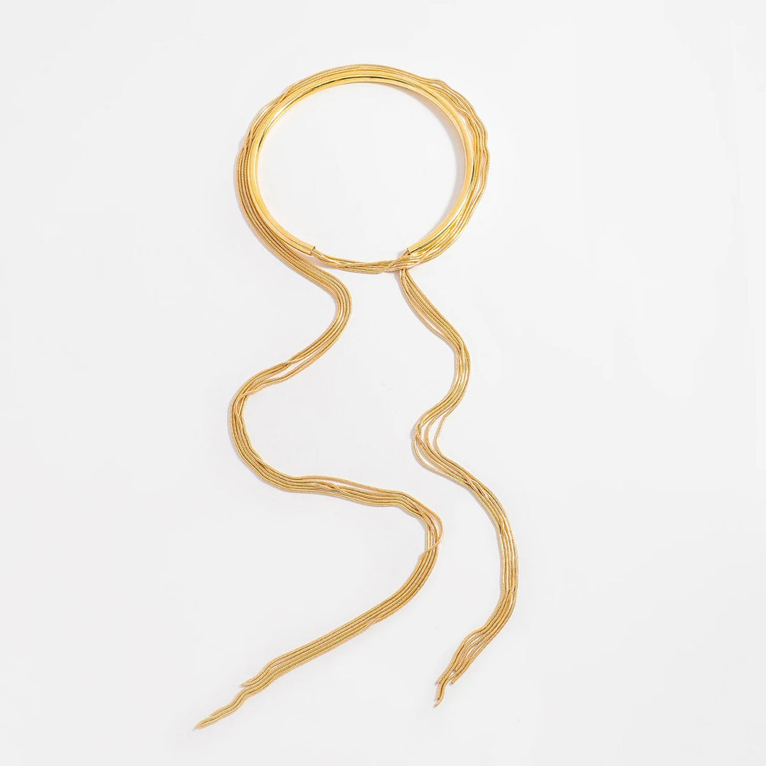 Aurielle Golden Tassel Collar Necklace