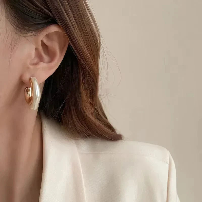 Chan Pearl Accent Hoop Earrings