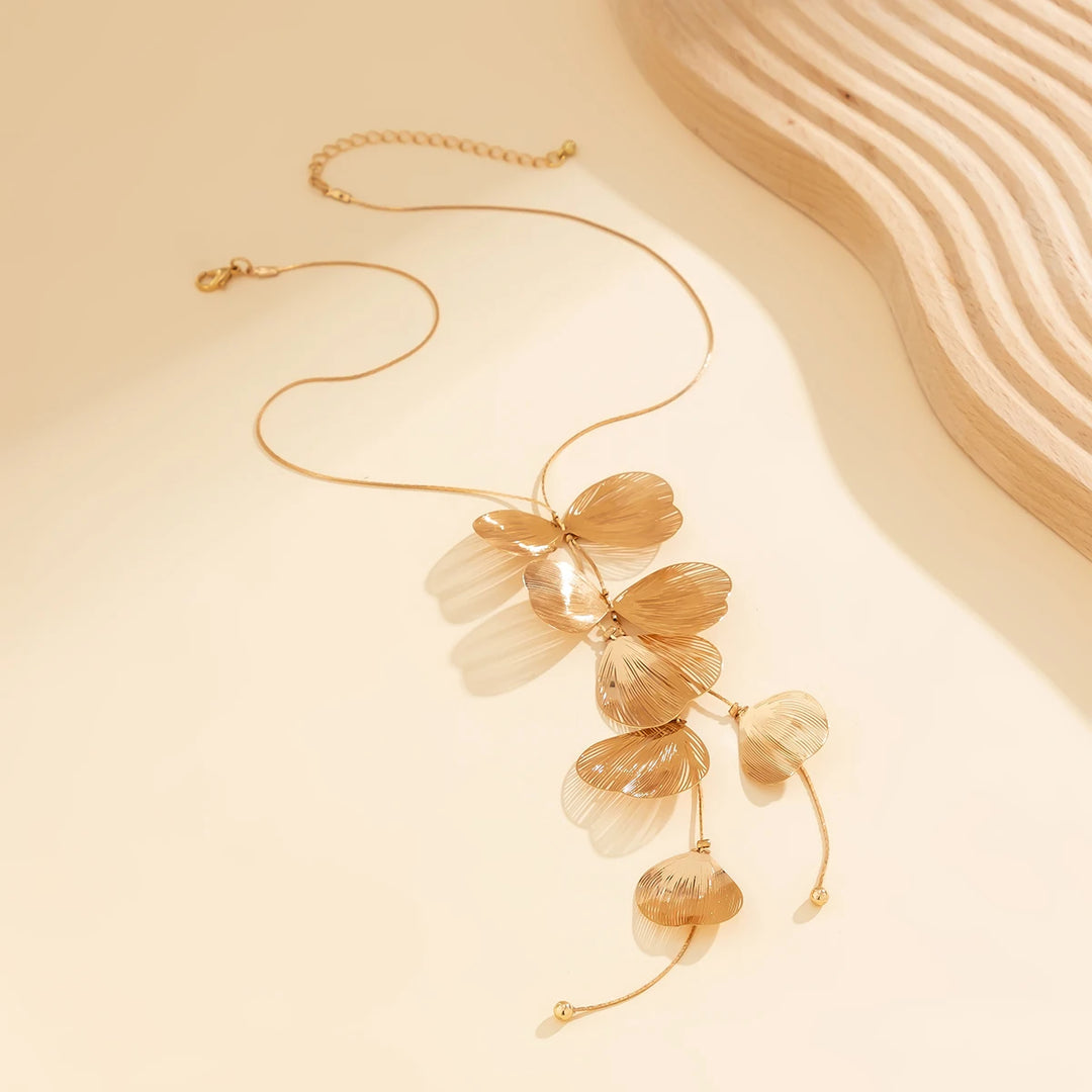 Liora Golden Petal Tassel Necklace