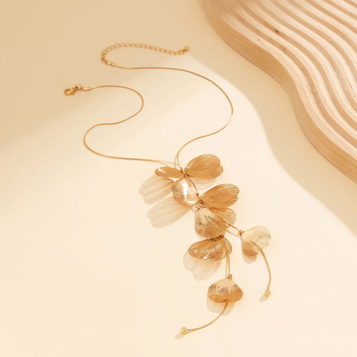 Liora Golden Petal Tassel Necklace