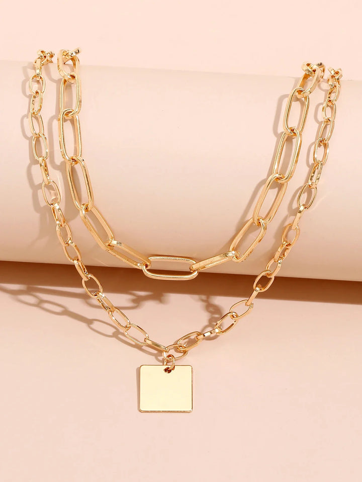 Duncan Layered Square Pendant Necklace