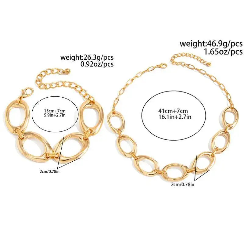 Aurelia Oval Link Gold Necklace &amp; Bracelet Set