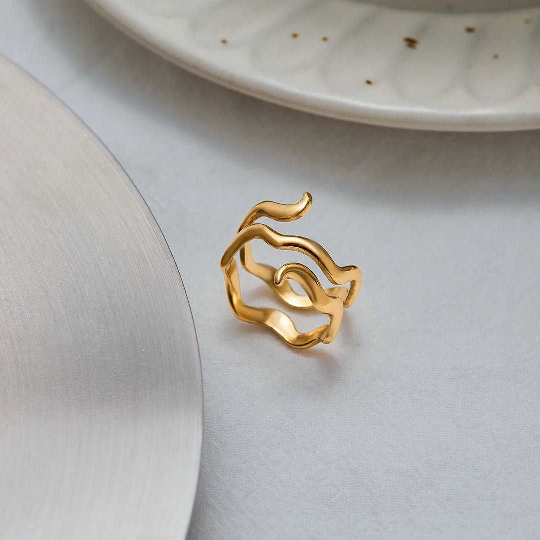 Nerra Wave Gold Open Ring