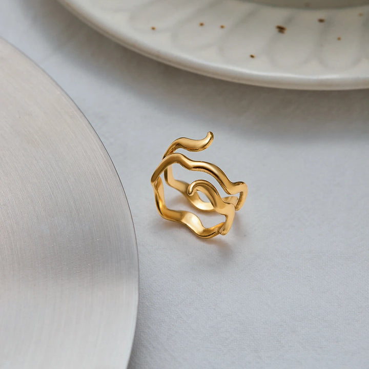 Nerra Wave Gold Open Ring