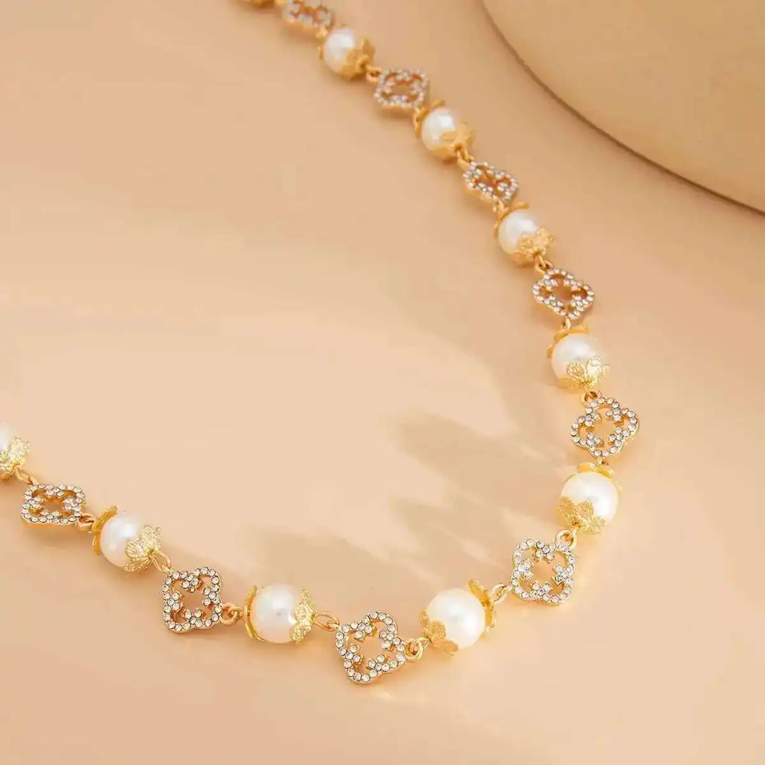 Celestia Pearl Floral Choker Necklace