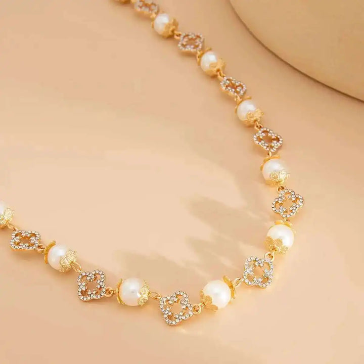 Celestia Pearl Floral Choker Necklace