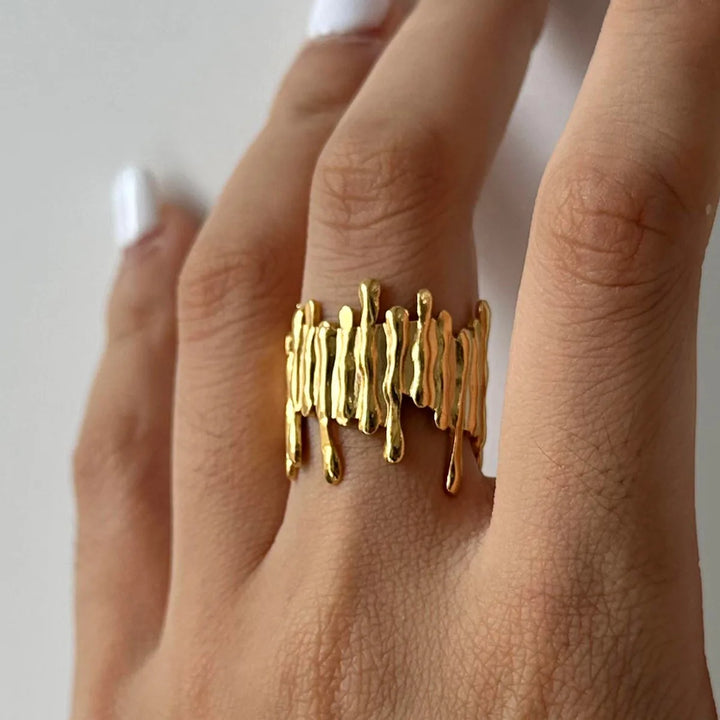 Zayra Textured Gold Stack Ring