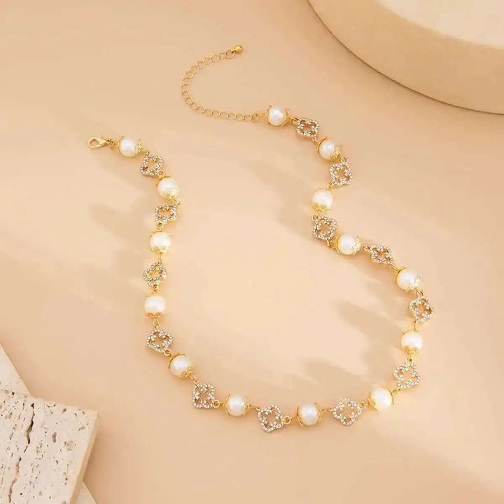 Celestia Pearl Floral Choker Necklace