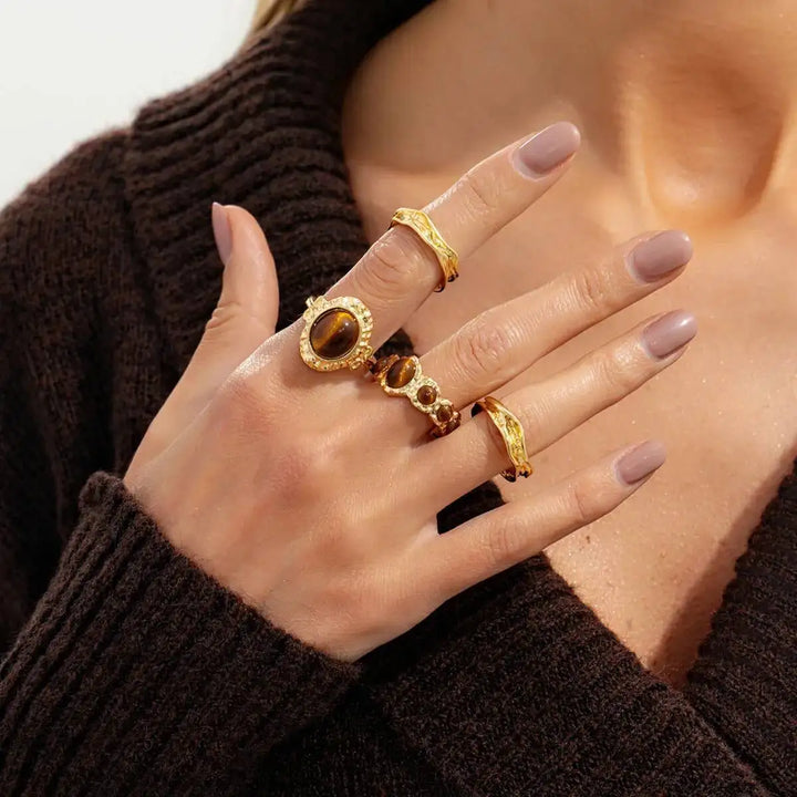 Arvella Tiger Eye Ring Set