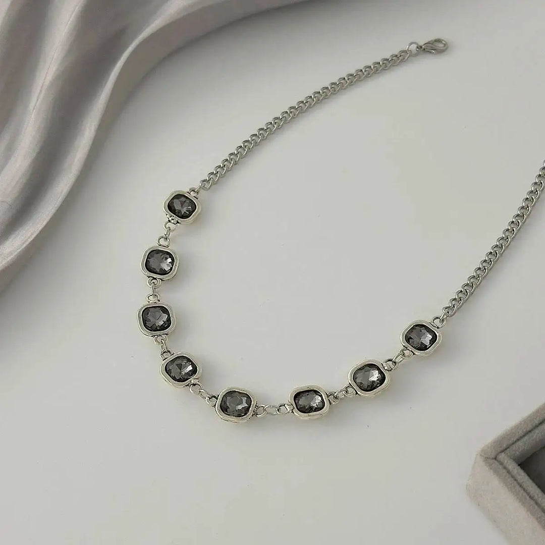 Viretta Crystal Square Necklace Bracelet Set