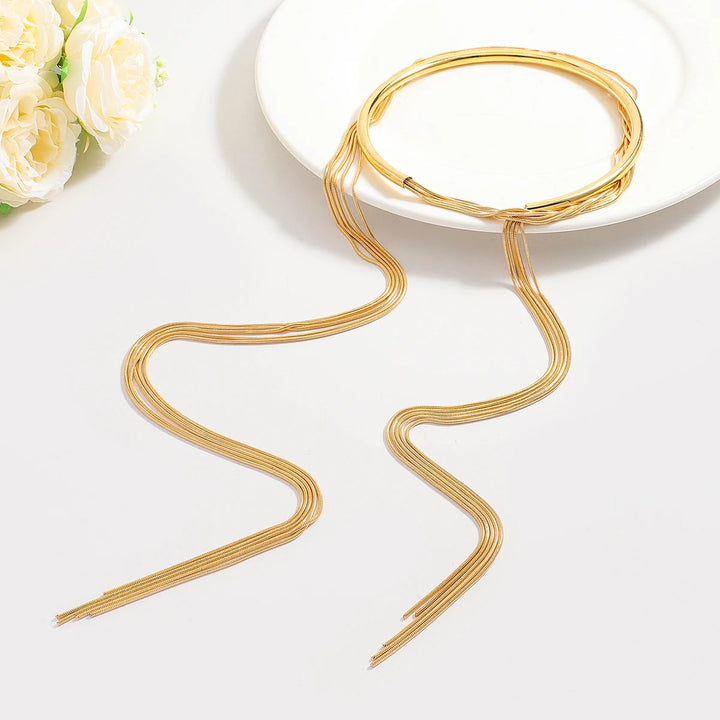 Aurielle Golden Tassel Collar Necklace
