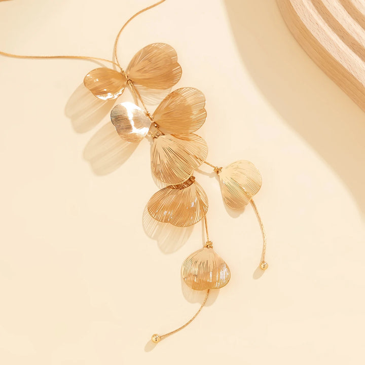 Liora Golden Petal Tassel Necklace