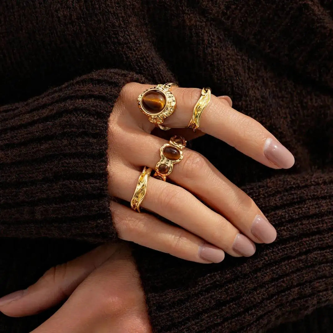 Arvella Tiger Eye Ring Set