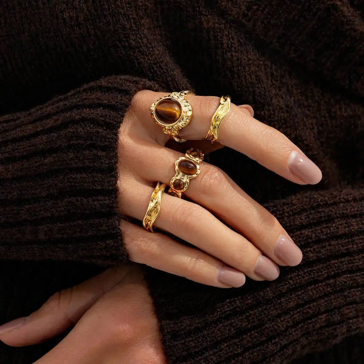 Arvella Tiger Eye Ring Set