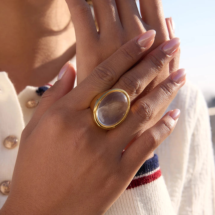 Lunara Clear Oval Crystal Ring