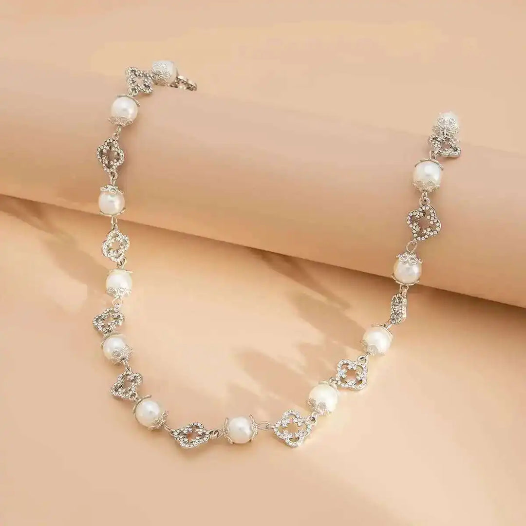 Celestia Pearl Floral Choker Necklace