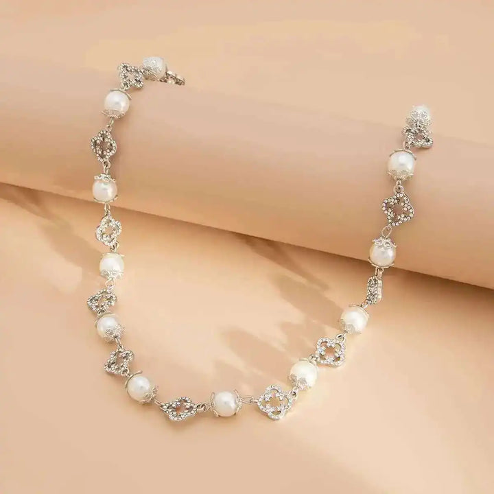 Celestia Pearl Floral Choker Necklace