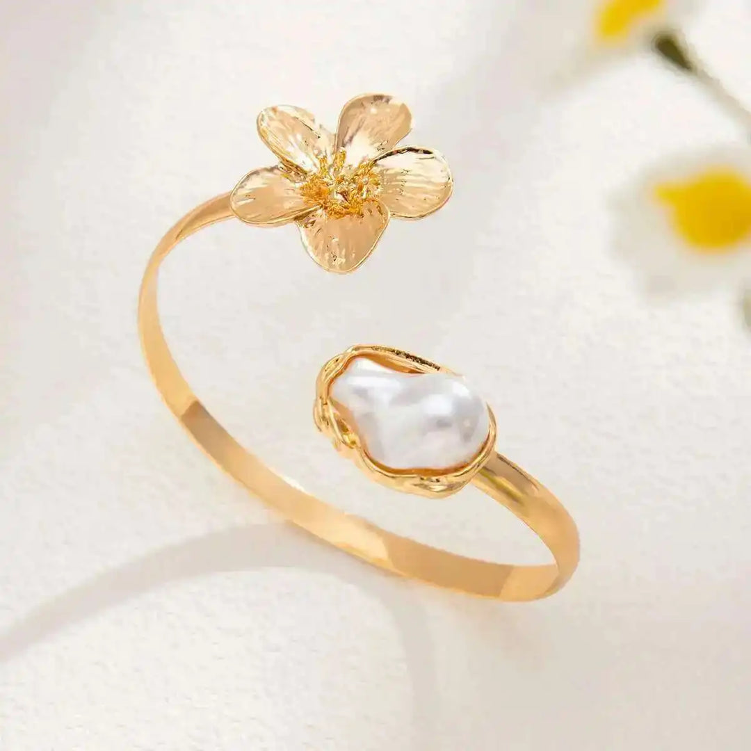 Levy Floral Pearl Arm Cuff Bracelet