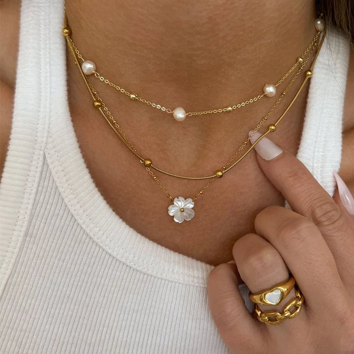 Rangel Floral Pearl Layered Necklace