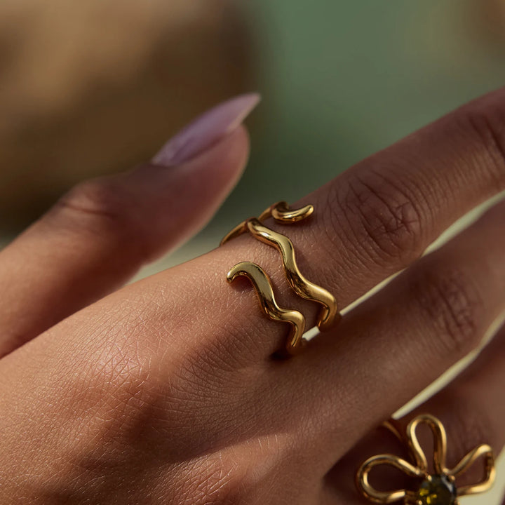 Nerra Wave Gold Open Ring