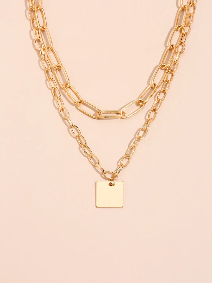 Duncan Layered Square Pendant Necklace