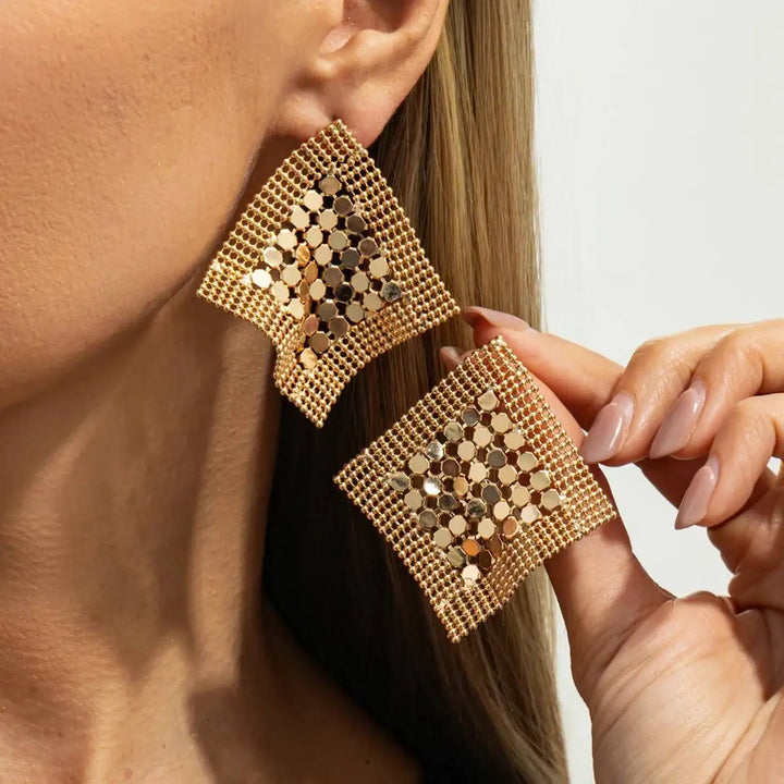 Aurelia Geometric Mesh Statement Earrings