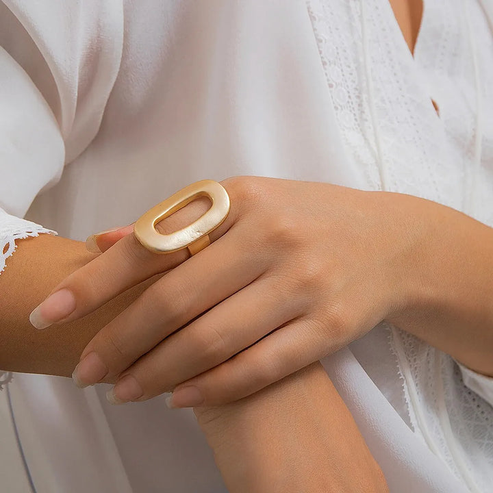 Gaia Oval Geometric Adjustable Ring