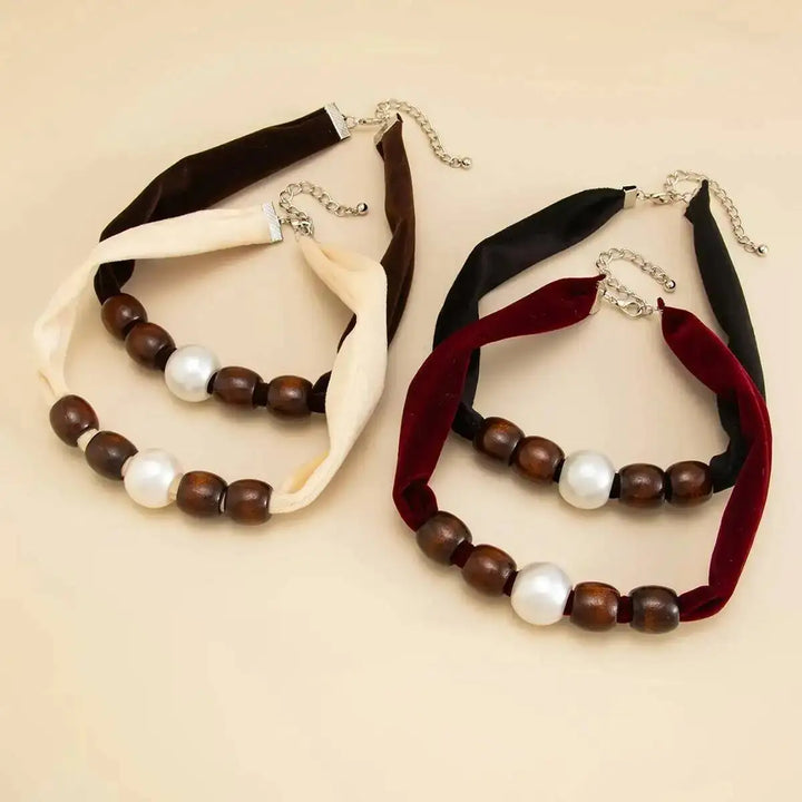 Velora Wood Pearl Choker
