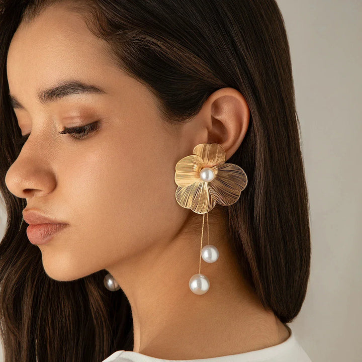 Randall Floral Pearl Drop Earrings